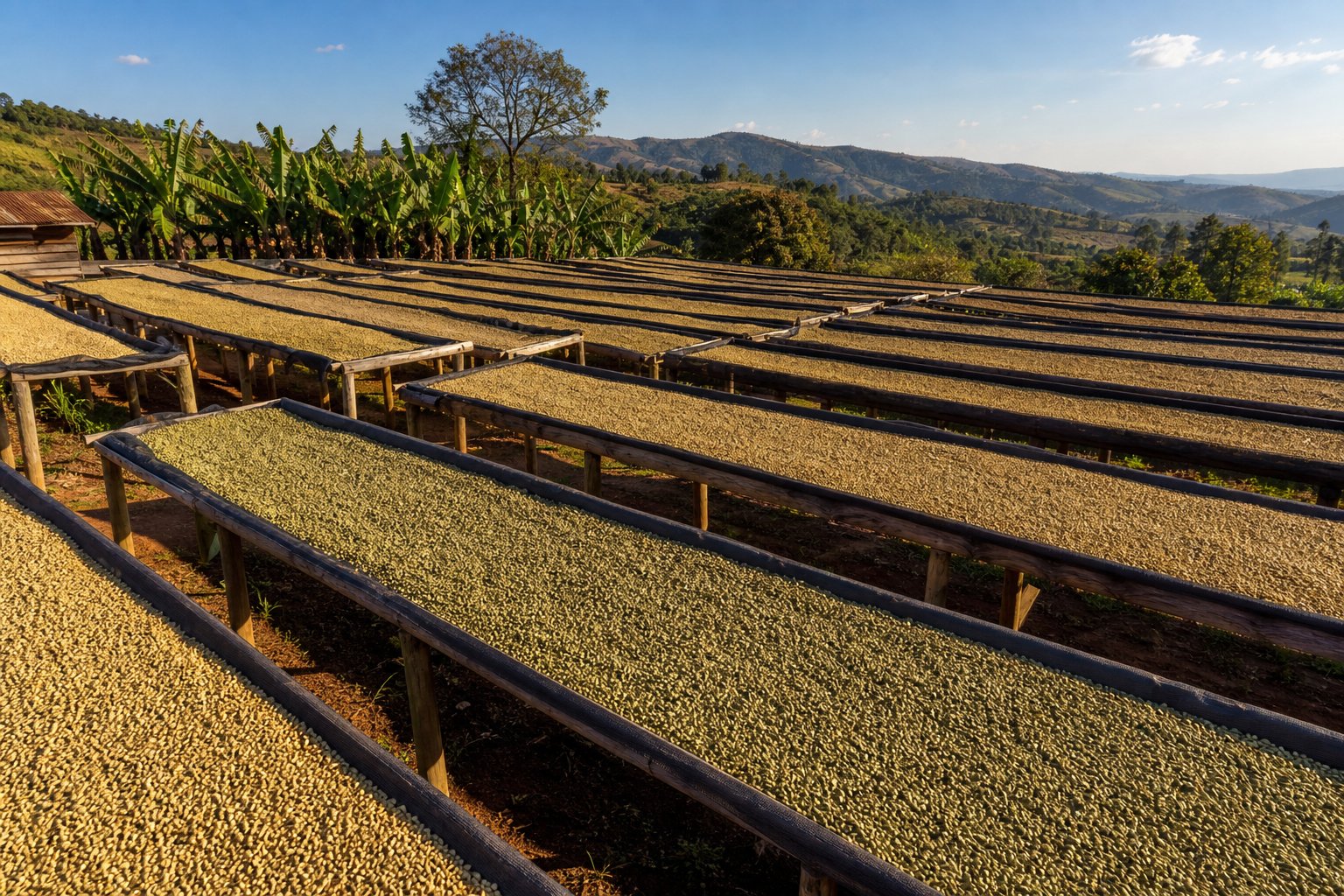 Coffee drying beds